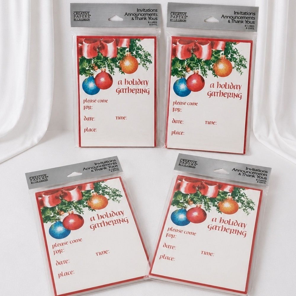 Vintage Gibson Christmas Invitations 32‎ Cards 4 Sets Holiday Ornaments